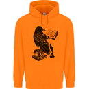 A Raven Reading a Book Literature Mens 80% Cotton Hoodie Orange