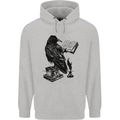 A Raven Reading a Book Literature Mens 80% Cotton Hoodie Sports Grey
