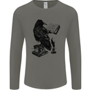 A Raven Reading a Book Literature Mens Long Sleeve T-Shirt Charcoal