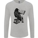 A Raven Reading a Book Literature Mens Long Sleeve T-Shirt Sports Grey