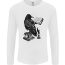 A Raven Reading a Book Literature Mens Long Sleeve T-Shirt White