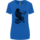 A Raven Reading a Book Literature Womens Wider Cut T-Shirt Royal Blue