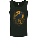 A Raven & Haunted House Moon Halloween Mens Vest Tank Top Black