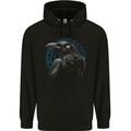 A Raven in Viking Symbols Text Valhalla Childrens Kids Hoodie Black