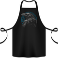 A Raven in Viking Symbols Text Valhalla Cotton Apron 100% Organic Black