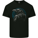 A Raven in Viking Symbols Text Valhalla Kids T-Shirt Childrens Black