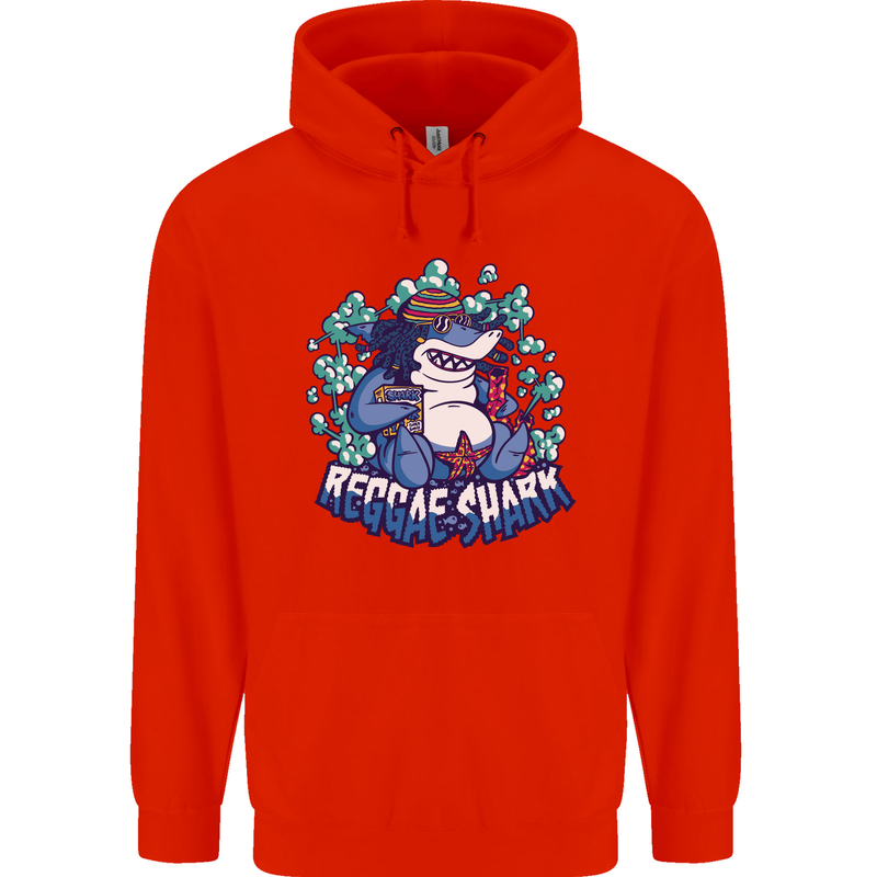 A Reggae Shark Childrens Kids Hoodie Bright Red