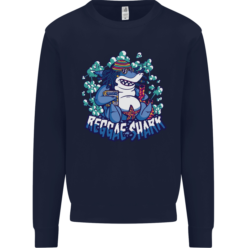 A Reggae Shark Kids Sweatshirt Jumper Navy Blue