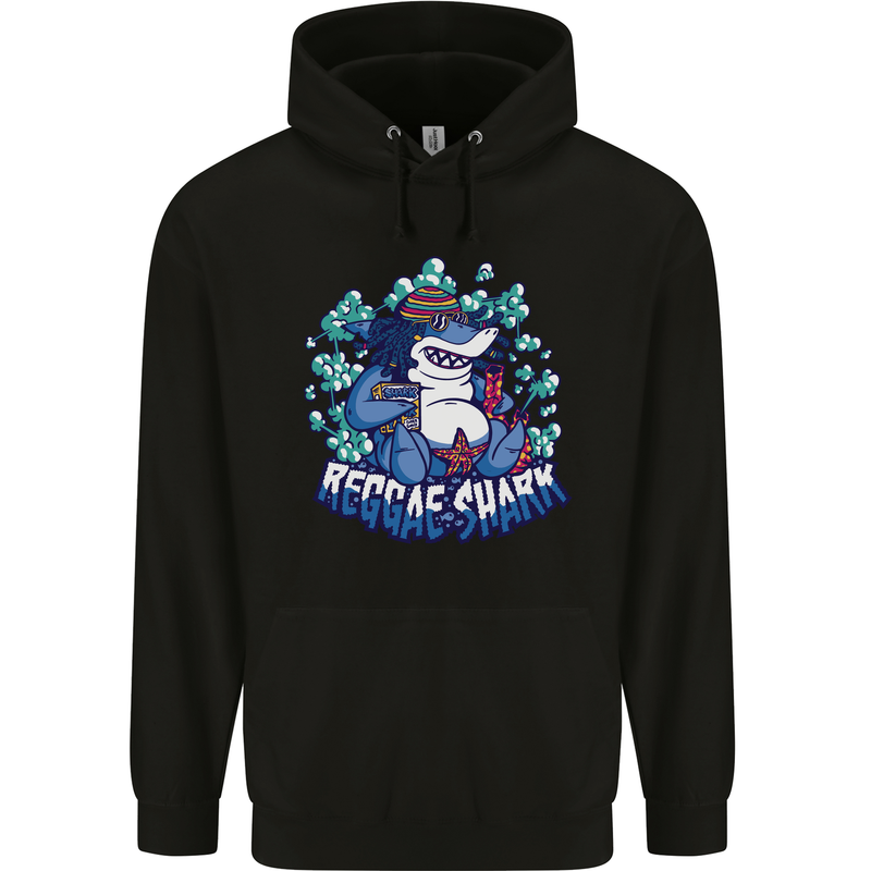 A Reggae Shark Mens 80% Cotton Hoodie Black