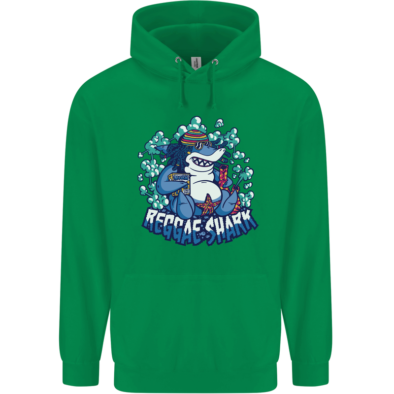 A Reggae Shark Mens 80% Cotton Hoodie Irish Green