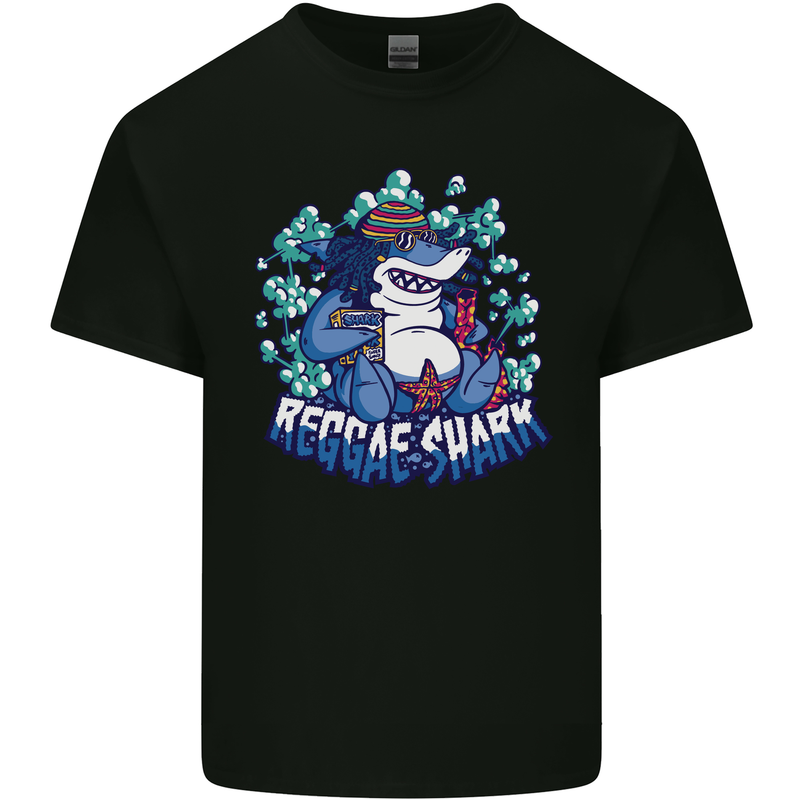 A Reggae Shark Mens Cotton T-Shirt Tee Top Black