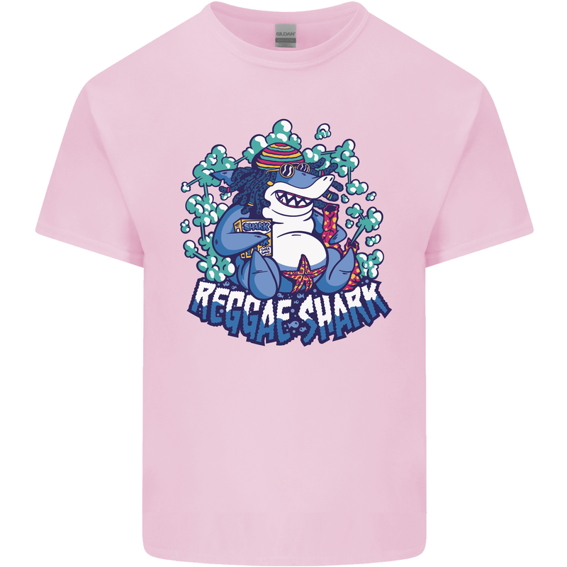 A Reggae Shark Mens Cotton T-Shirt Tee Top Light Pink