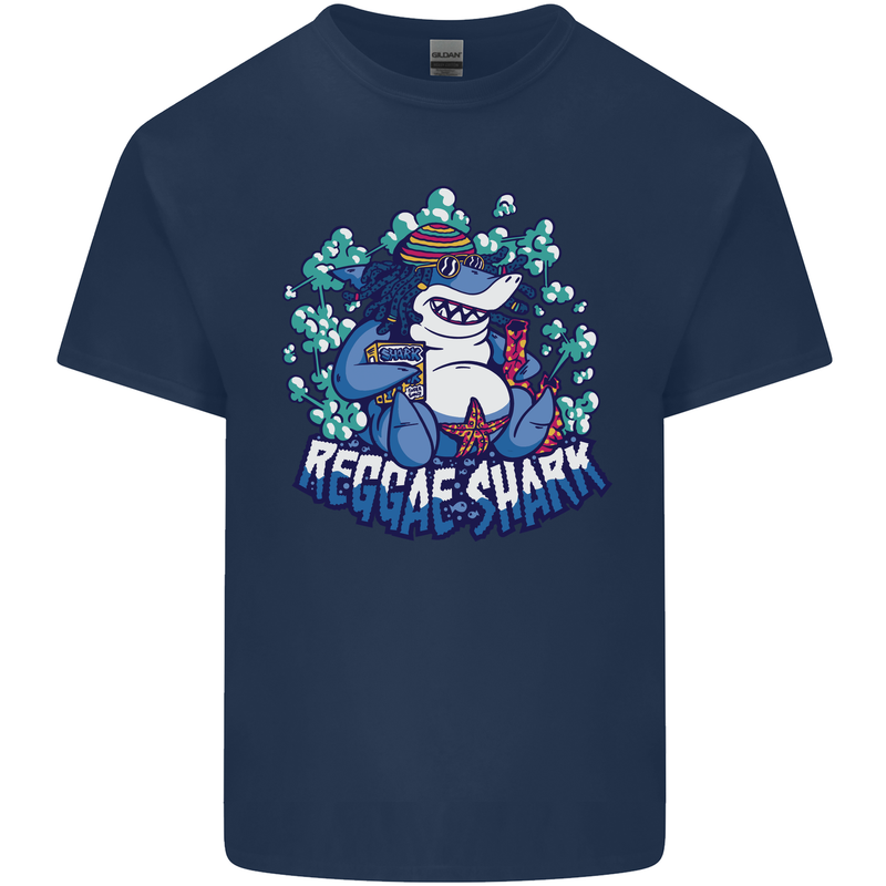 A Reggae Shark Mens Cotton T-Shirt Tee Top Navy Blue