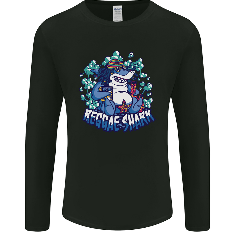 A Reggae Shark Mens Long Sleeve T-Shirt Black