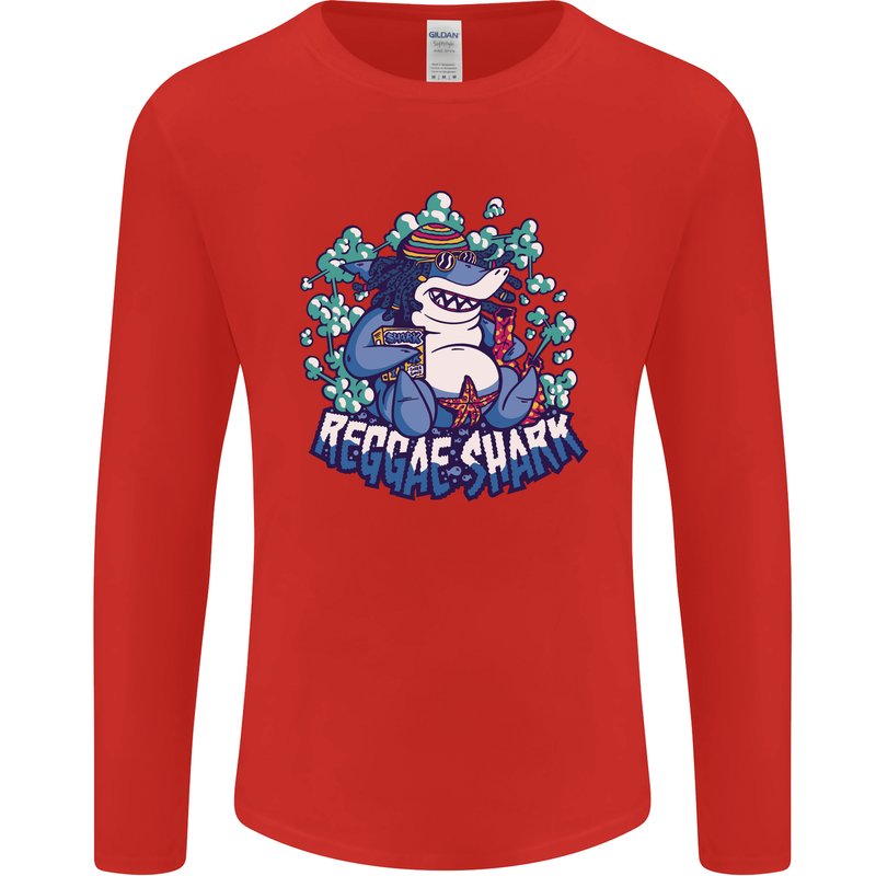 A Reggae Shark Mens Long Sleeve T-Shirt Red