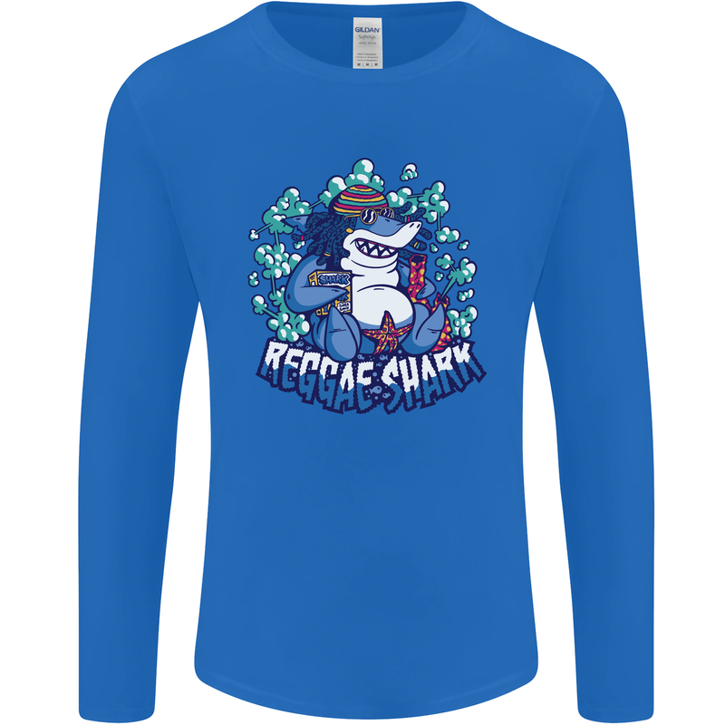 A Reggae Shark Mens Long Sleeve T-Shirt Royal Blue
