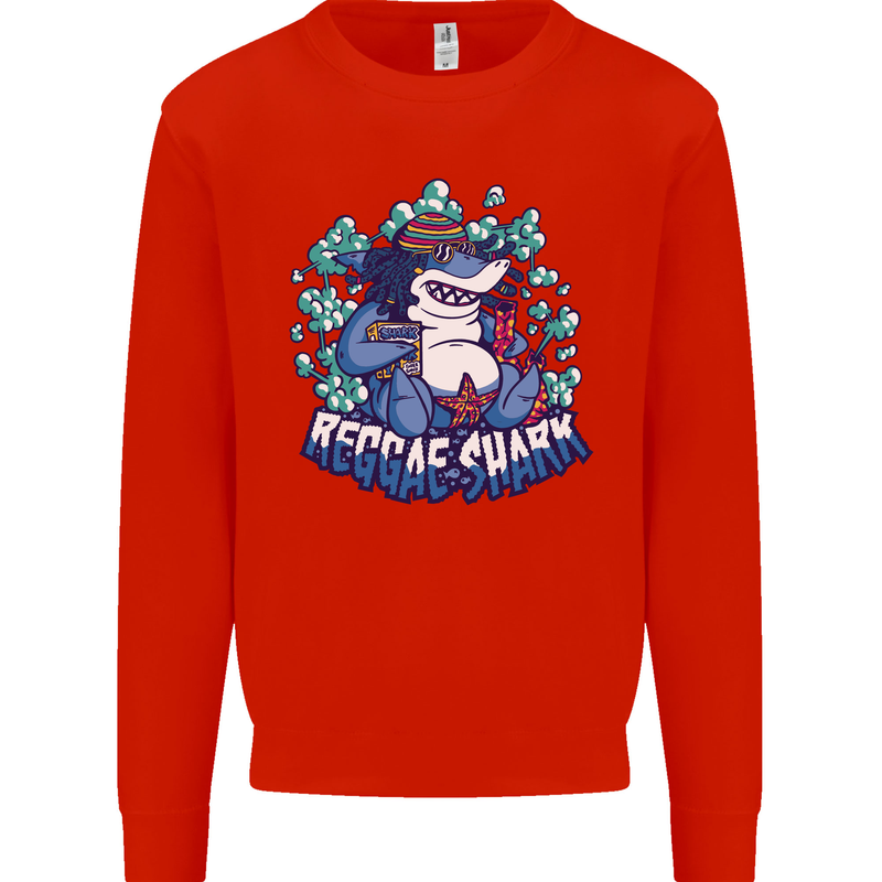 A Reggae Shark Mens Sweatshirt Jumper Bright Red