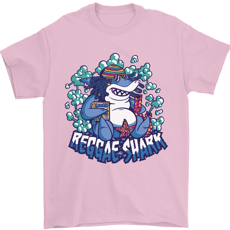 A Reggae Shark Mens T-Shirt Cotton Gildan Light Pink