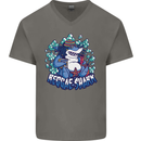 A Reggae Shark Mens V-Neck Cotton T-Shirt Charcoal