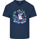 A Reggae Shark Mens V-Neck Cotton T-Shirt Navy Blue