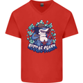 A Reggae Shark Mens V-Neck Cotton T-Shirt Red