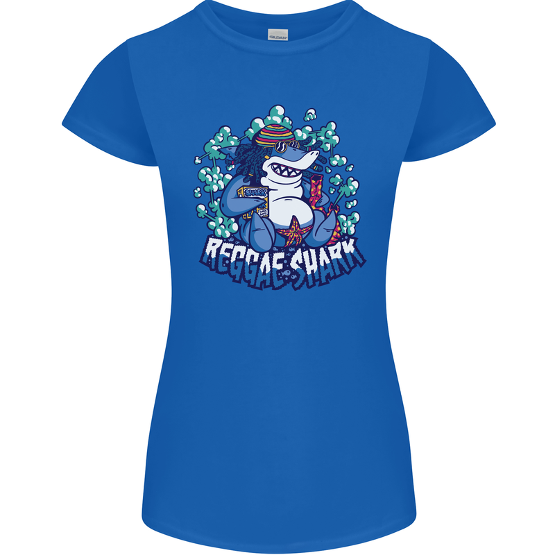 A Reggae Shark Womens Petite Cut T-Shirt Royal Blue