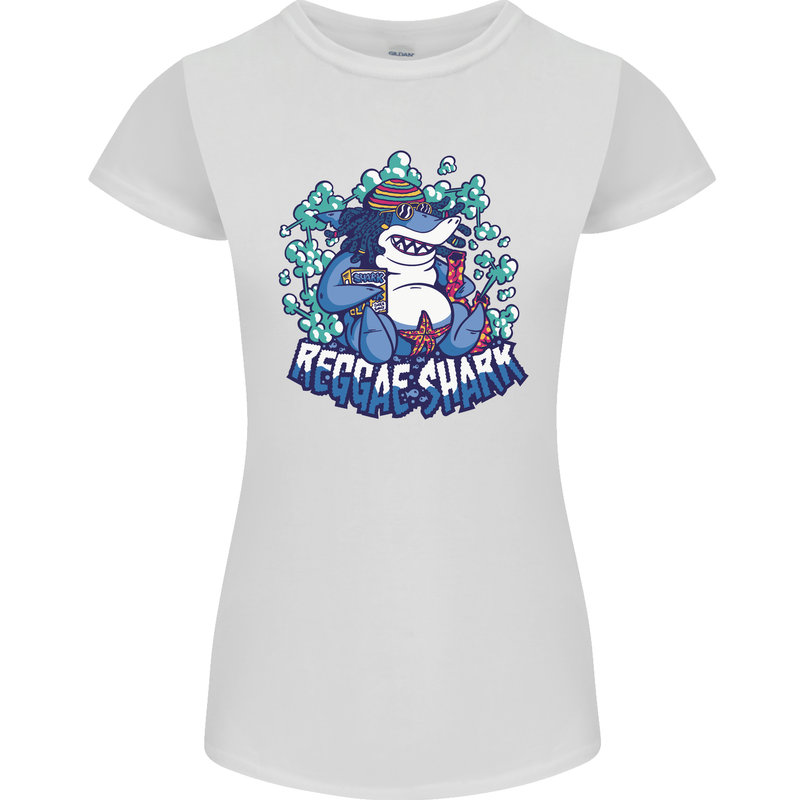 A Reggae Shark Womens Petite Cut T-Shirt White