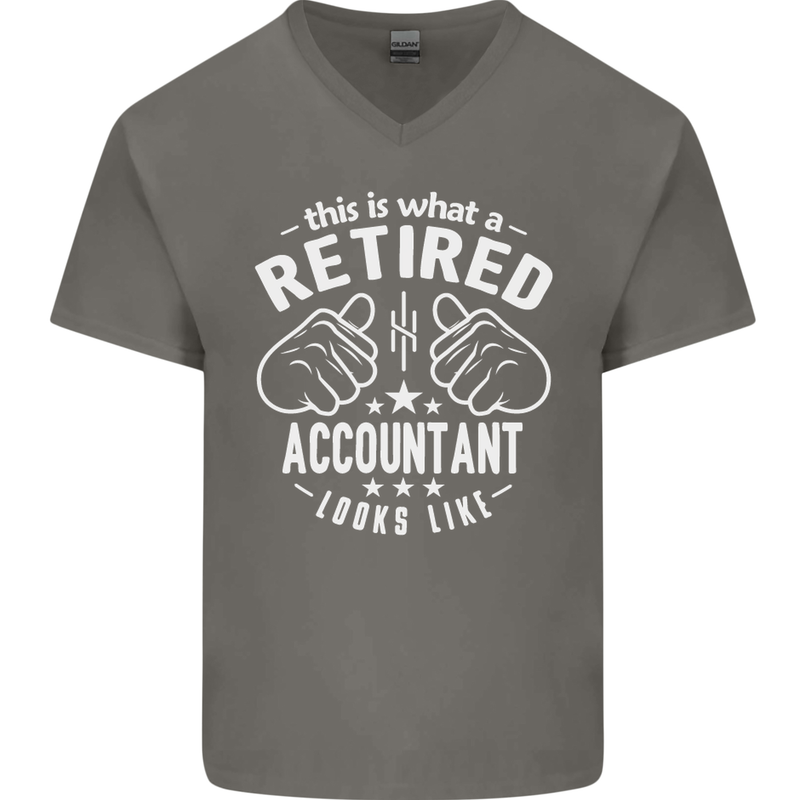 A Retired Accountant Looks Like Mens V-Neck Cotton T-Shirt Charcoal