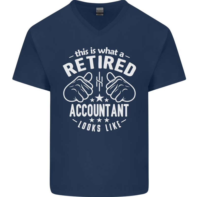 A Retired Accountant Looks Like Mens V-Neck Cotton T-Shirt Navy Blue