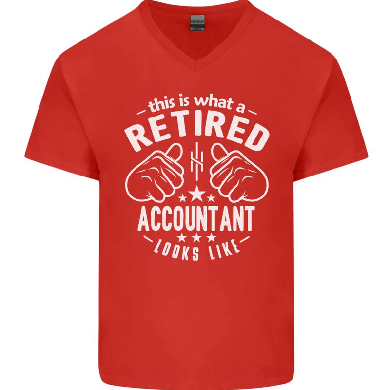 A Retired Accountant Looks Like Mens V-Neck Cotton T-Shirt Red