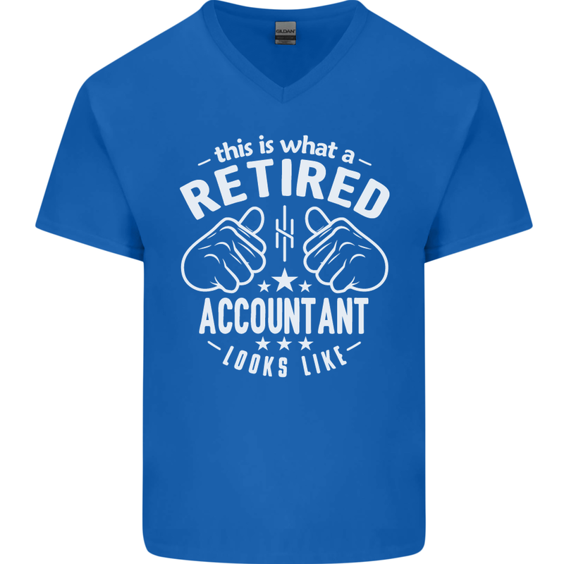 A Retired Accountant Looks Like Mens V-Neck Cotton T-Shirt Royal Blue