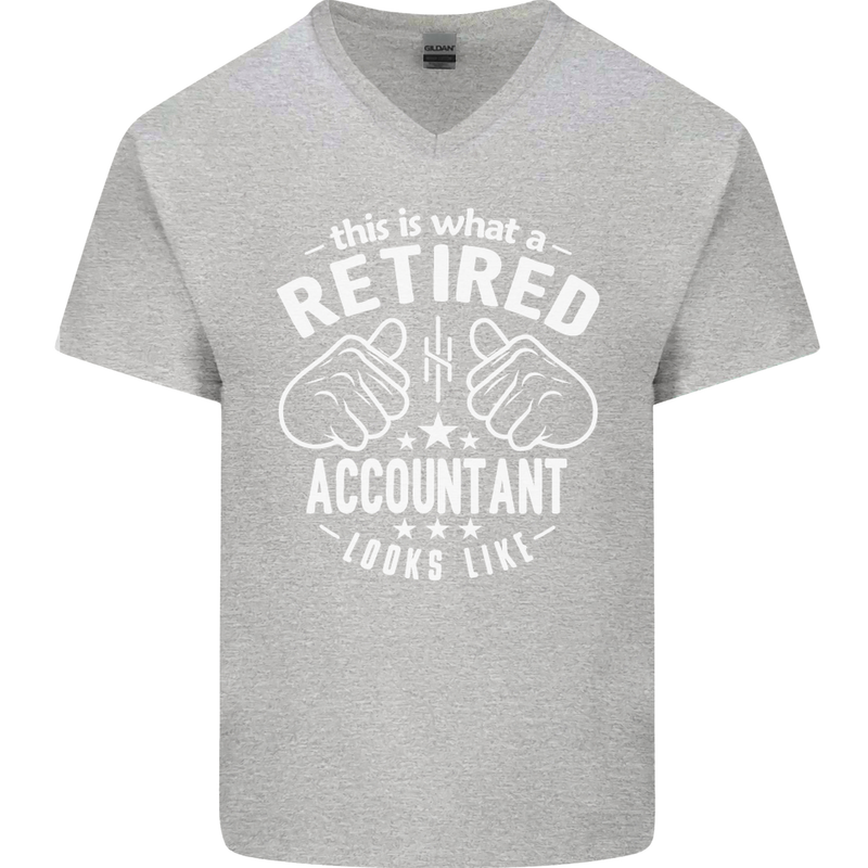 A Retired Accountant Looks Like Mens V-Neck Cotton T-Shirt Sports Grey