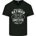 A Retired Carpet Fitter Looks Like Mens V-Neck Cotton T-Shirt Black