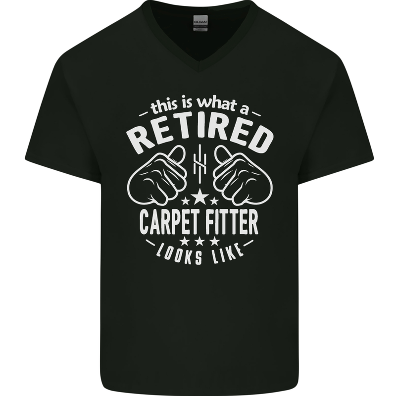 A Retired Carpet Fitter Looks Like Mens V-Neck Cotton T-Shirt Black