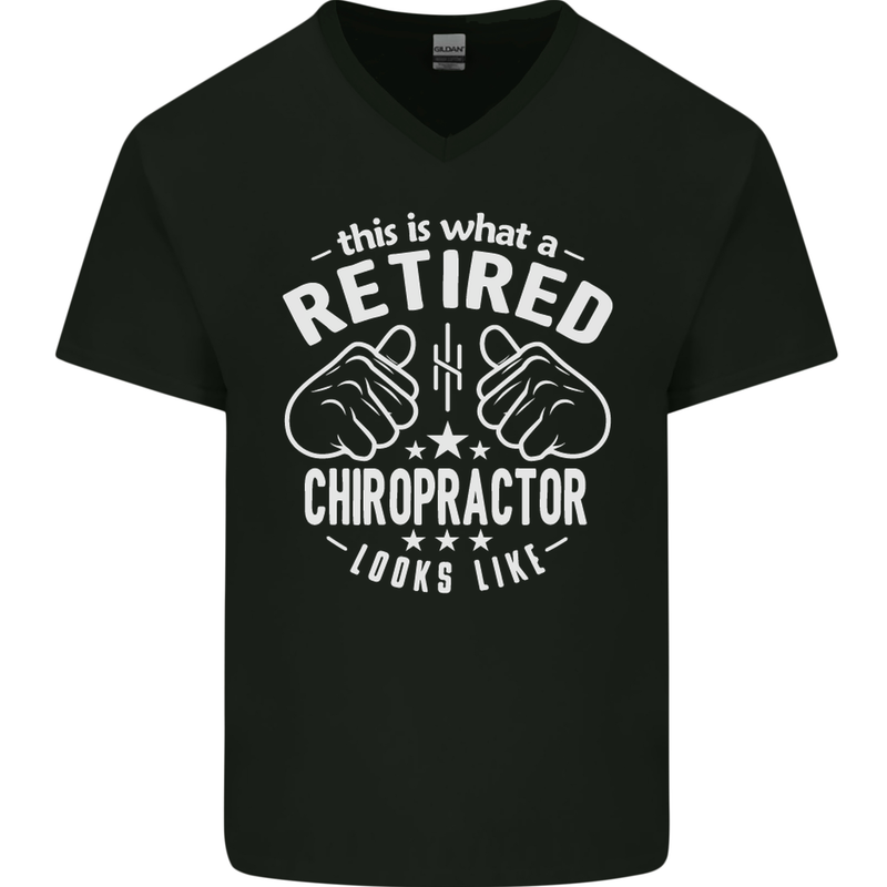 A Retired Chiropractor Looks Like Mens V-Neck Cotton T-Shirt Black