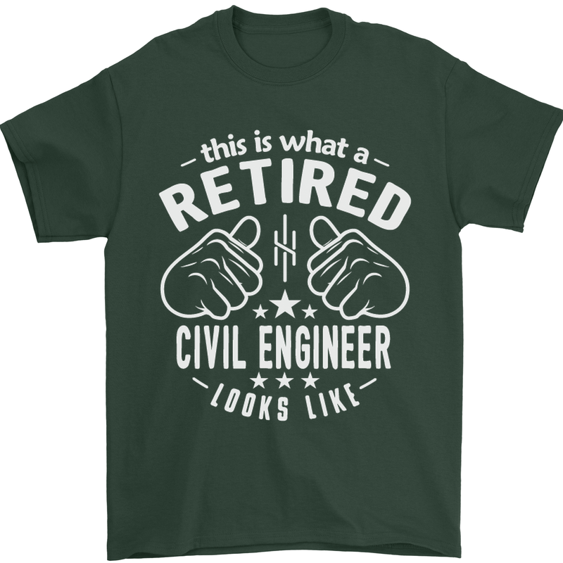 A Retired Civil Engineer Looks Like Mens T-Shirt Cotton Gildan Forest Green