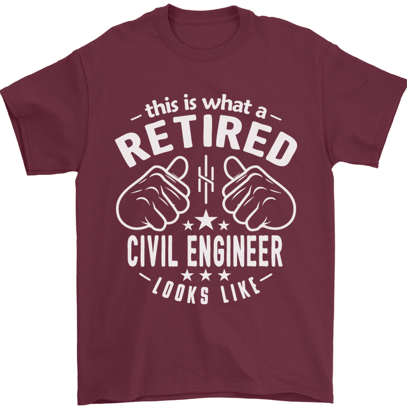 A Retired Civil Engineer Looks Like Mens T-Shirt Cotton Gildan Maroon