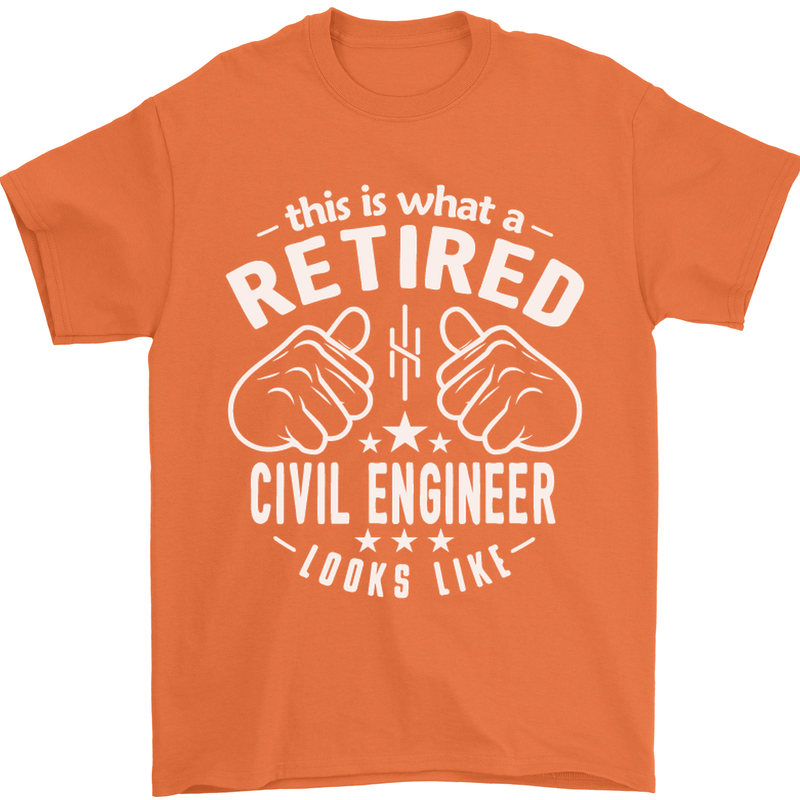 A Retired Civil Engineer Looks Like Mens T-Shirt Cotton Gildan Orange