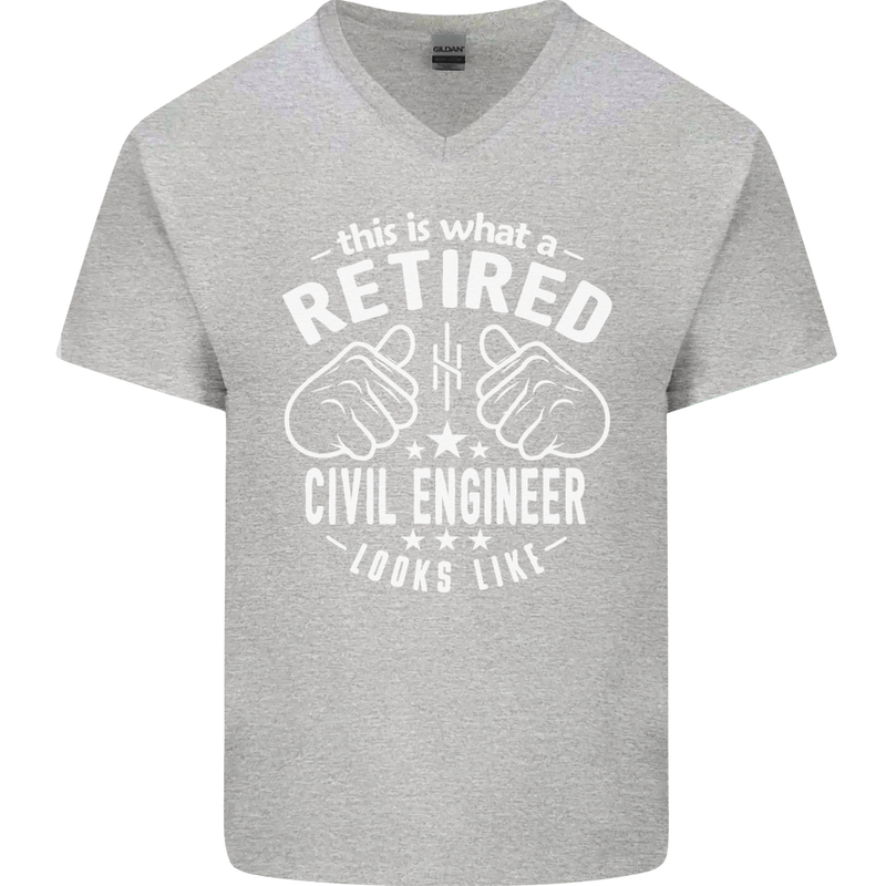 A Retired Civil Engineer Looks Like Mens V-Neck Cotton T-Shirt Sports Grey
