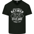 A Retired Estate Agent Looks Like Mens V-Neck Cotton T-Shirt Black