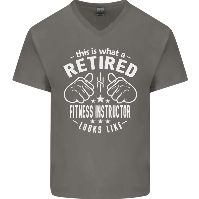 A Retired Fitness Instructor Looks Like Mens V-Neck Cotton T-Shirt Charcoal