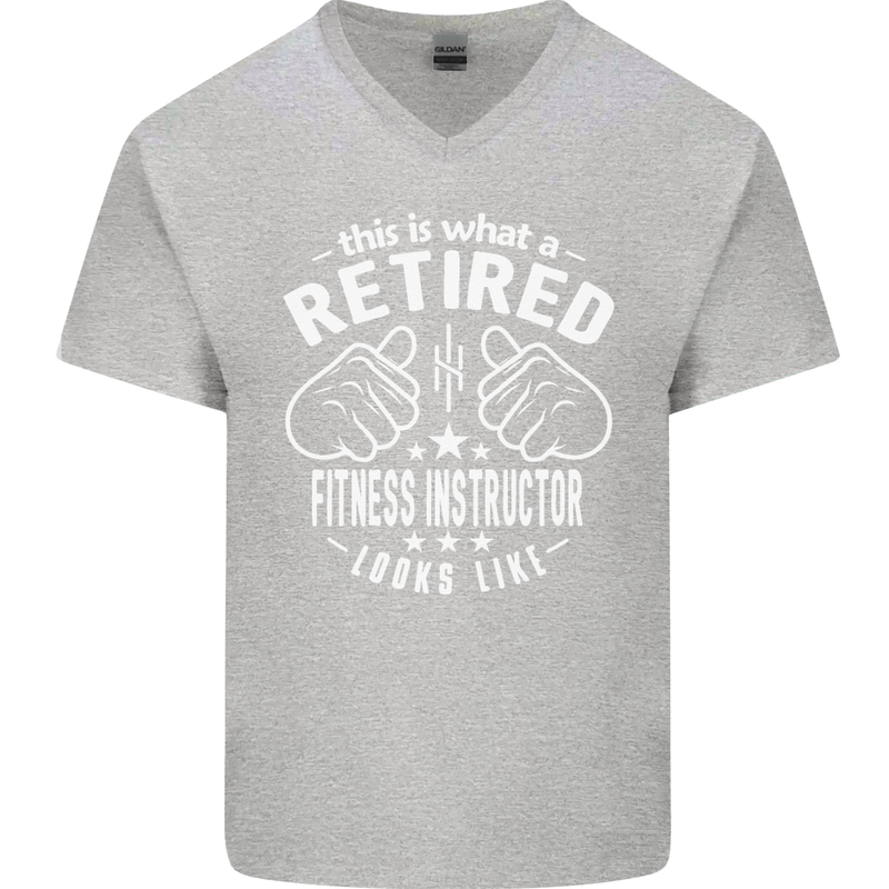 A Retired Fitness Instructor Looks Like Mens V-Neck Cotton T-Shirt Sports Grey