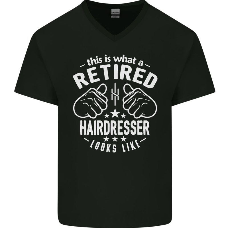 A Retired Hairdresser Looks Like Mens V-Neck Cotton T-Shirt Black