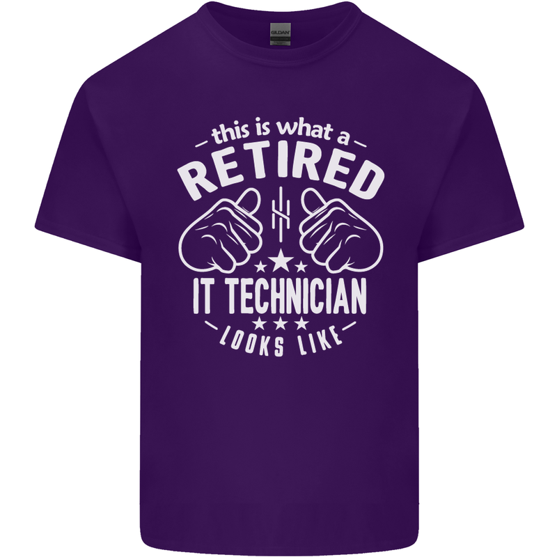 A Retired IT Technician Looks Like Mens Cotton T-Shirt Tee Top Purple