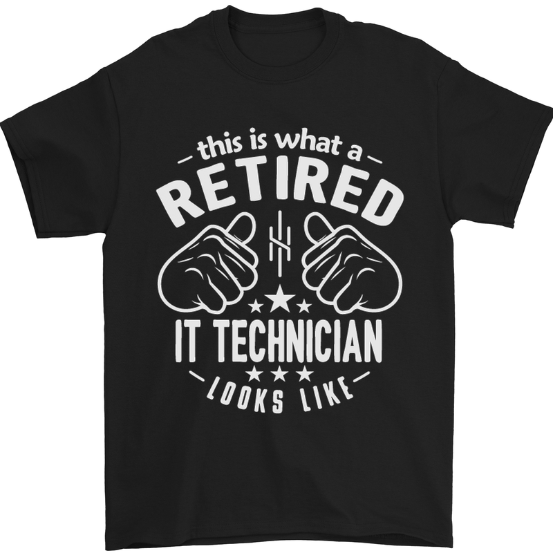 A Retired IT Technician Looks Like Mens T-Shirt Cotton Gildan Black