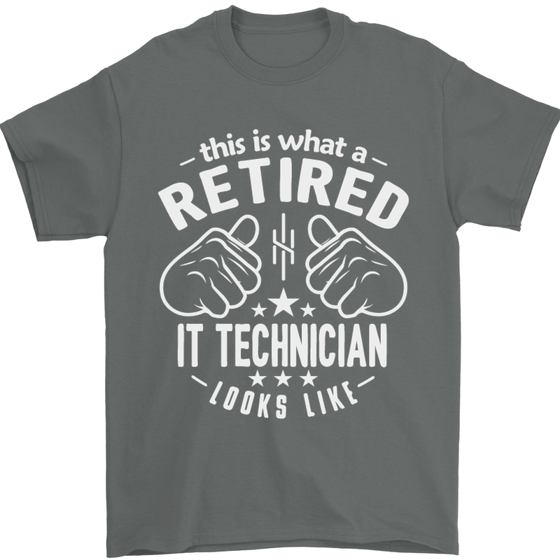 A Retired IT Technician Looks Like Mens T-Shirt Cotton Gildan Charcoal