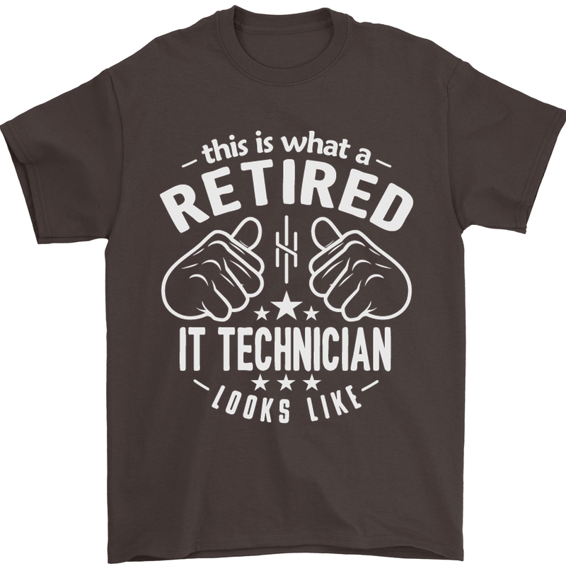 A Retired IT Technician Looks Like Mens T-Shirt Cotton Gildan Dark Chocolate