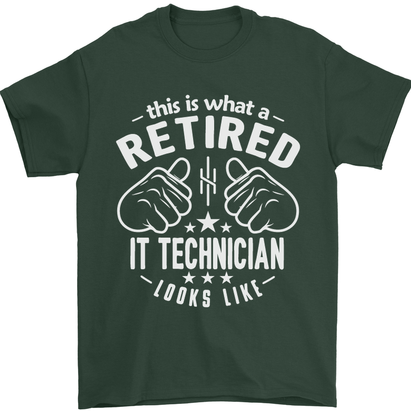 A Retired IT Technician Looks Like Mens T-Shirt Cotton Gildan Forest Green