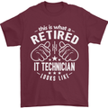 A Retired IT Technician Looks Like Mens T-Shirt Cotton Gildan Maroon