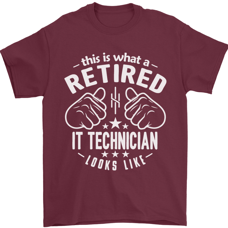 A Retired IT Technician Looks Like Mens T-Shirt Cotton Gildan Maroon